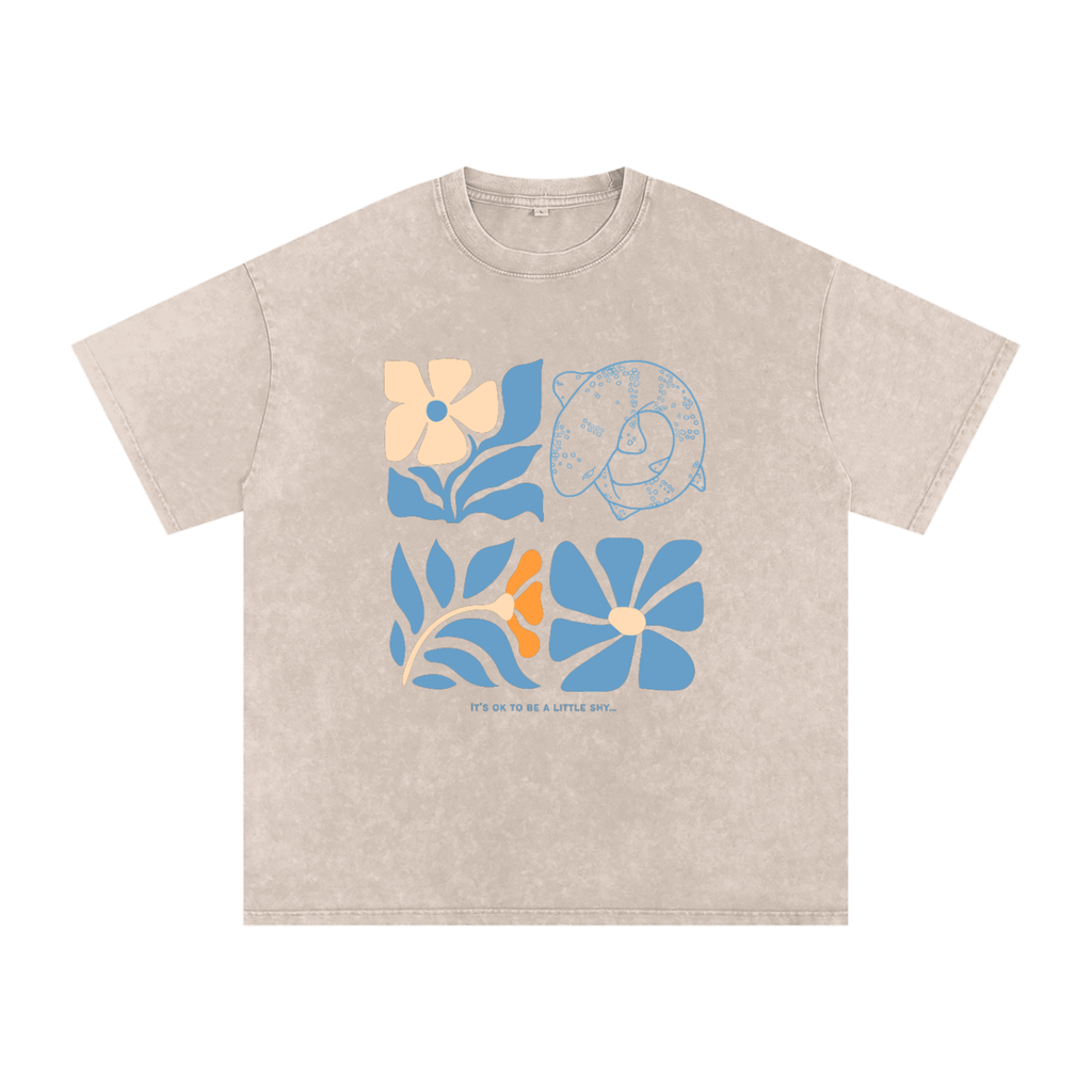 SHYSHARK (apricot) Snow Washed Oversized Cotton T-Shirt