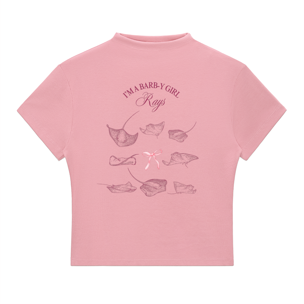 BARB-Y GIRL slim fit mock neck T-shirt